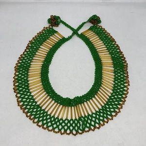 Sale!  Vintage green and gold handcrafted necklace